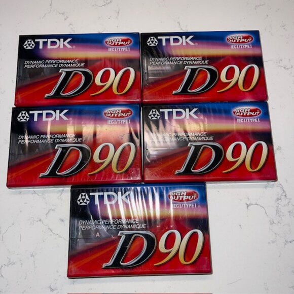 TDK D90 90 min Audio Cassette Tape IECI / Type I High Output New Sealed Lot of 5 - Picture 1 of 4
